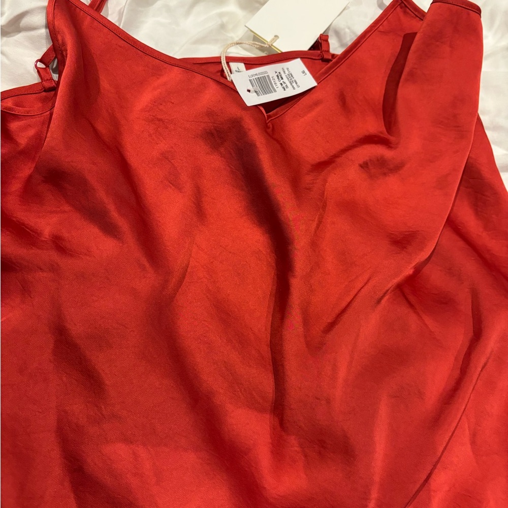 Aritzia Wilfred New Only Slip Midi Dress in Barberry Red